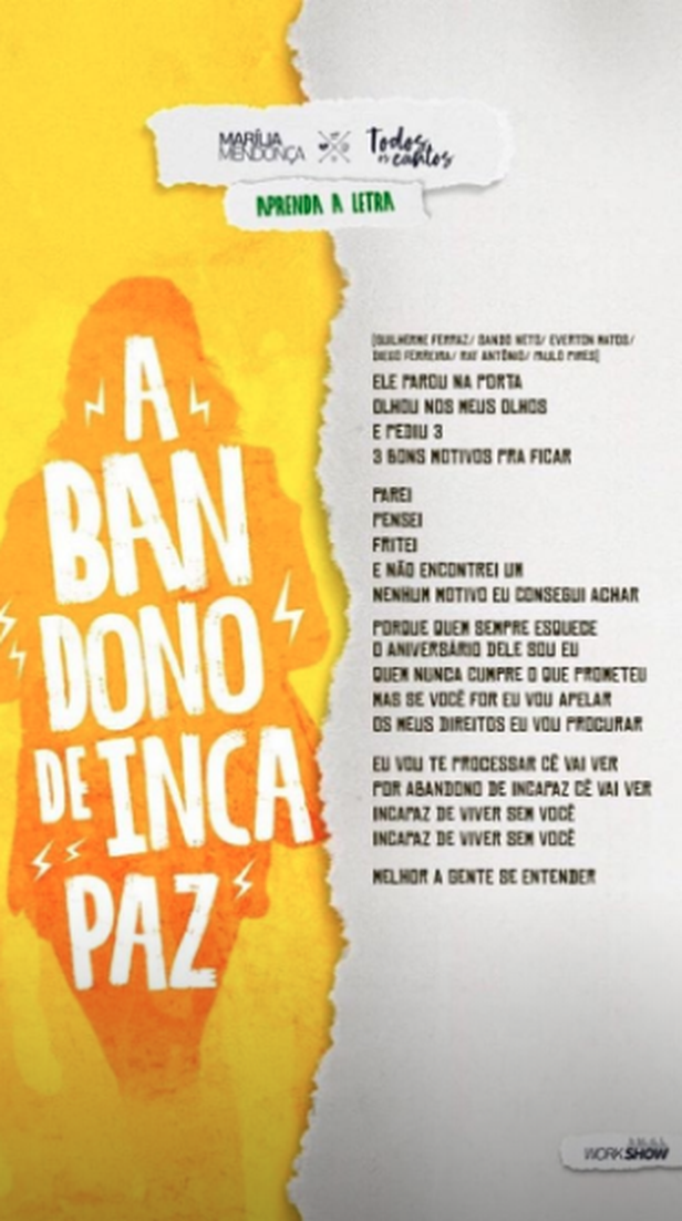 Aprenda a letra Foto: Divulgação