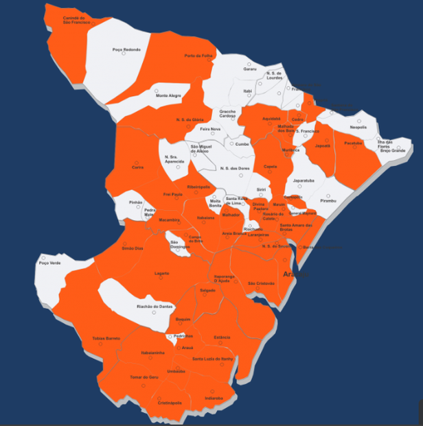 56% dos municípios de Sergipe tem registros da Covid-19 Reprodução SES/SE