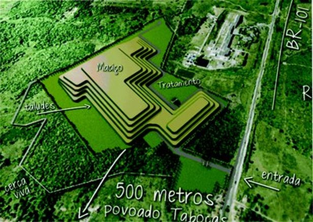 O aterro ilegal em implantação pela Torre está localizado a menos de 200 metros do Povoado Tabocas. Imagem extraída da ação civil pública.